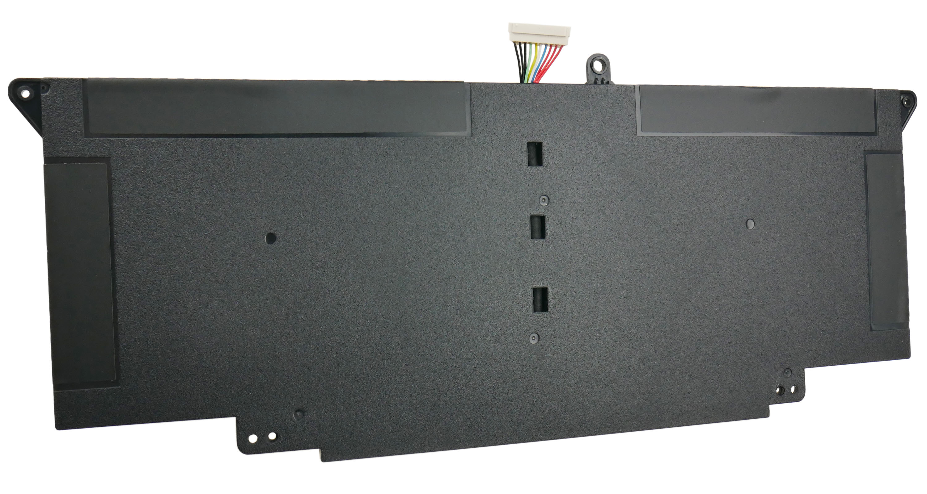 Czarna bateria do laptopa z kablami i otworami montażowymi.