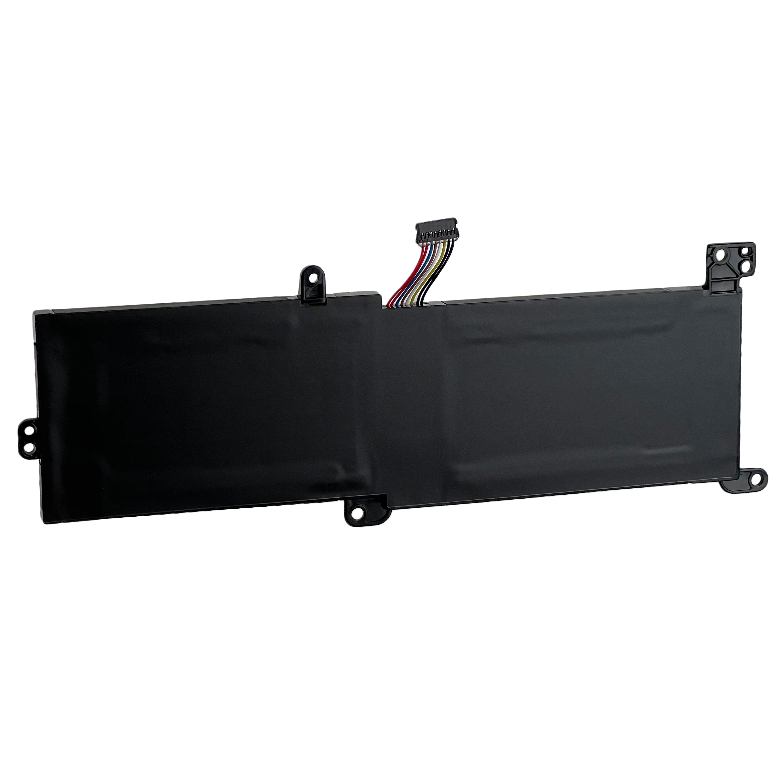 Czarna bateria do laptopa z kablami i otworami montażowymi.