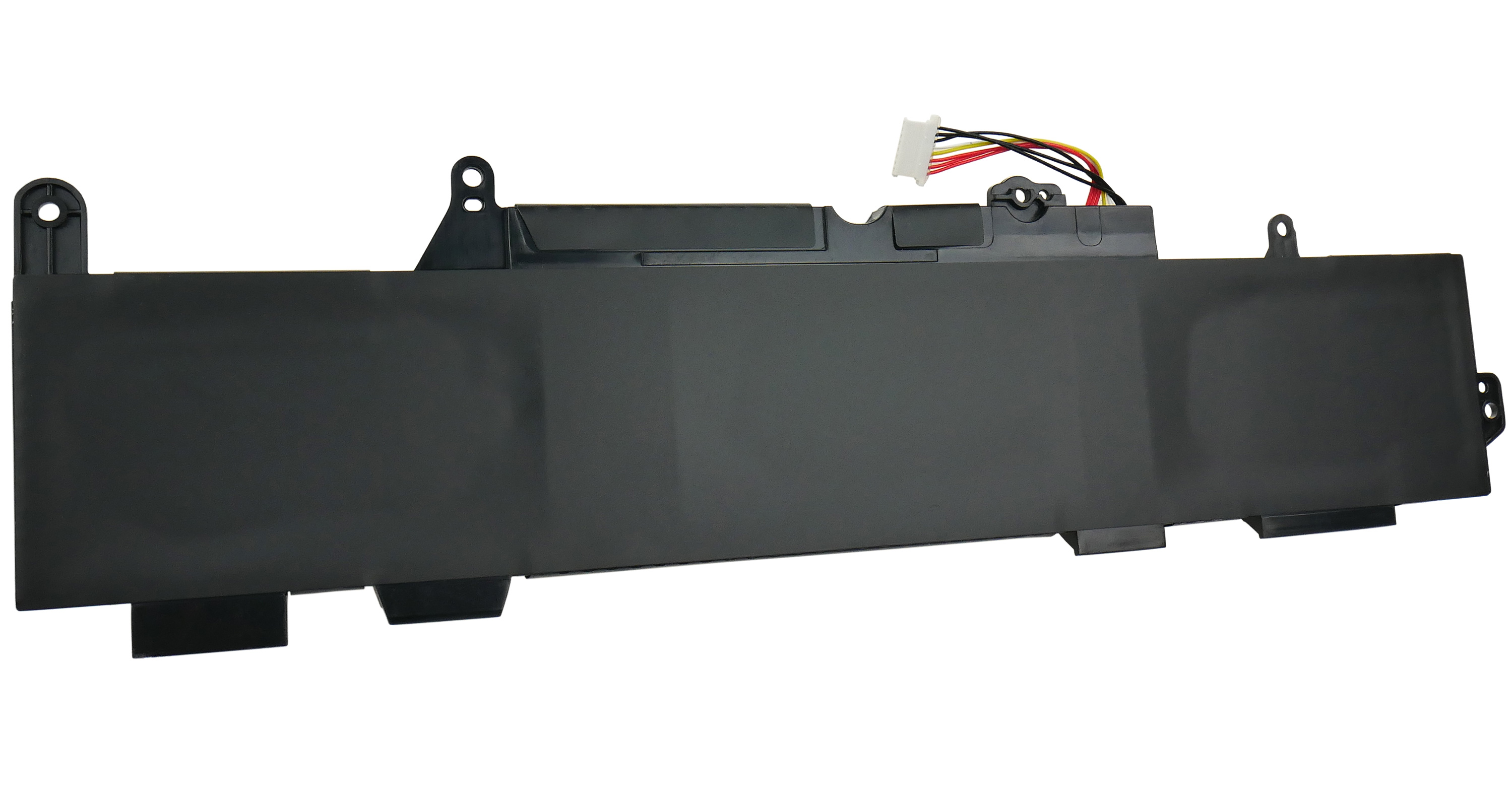 Czarny akumulator do laptopa z przewodami i złączami.