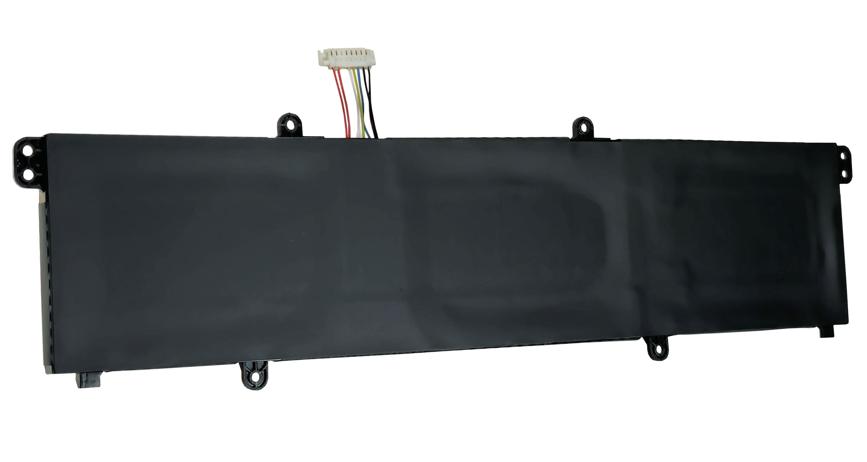 Czarna bateria do laptopa z przewodami i złączem.