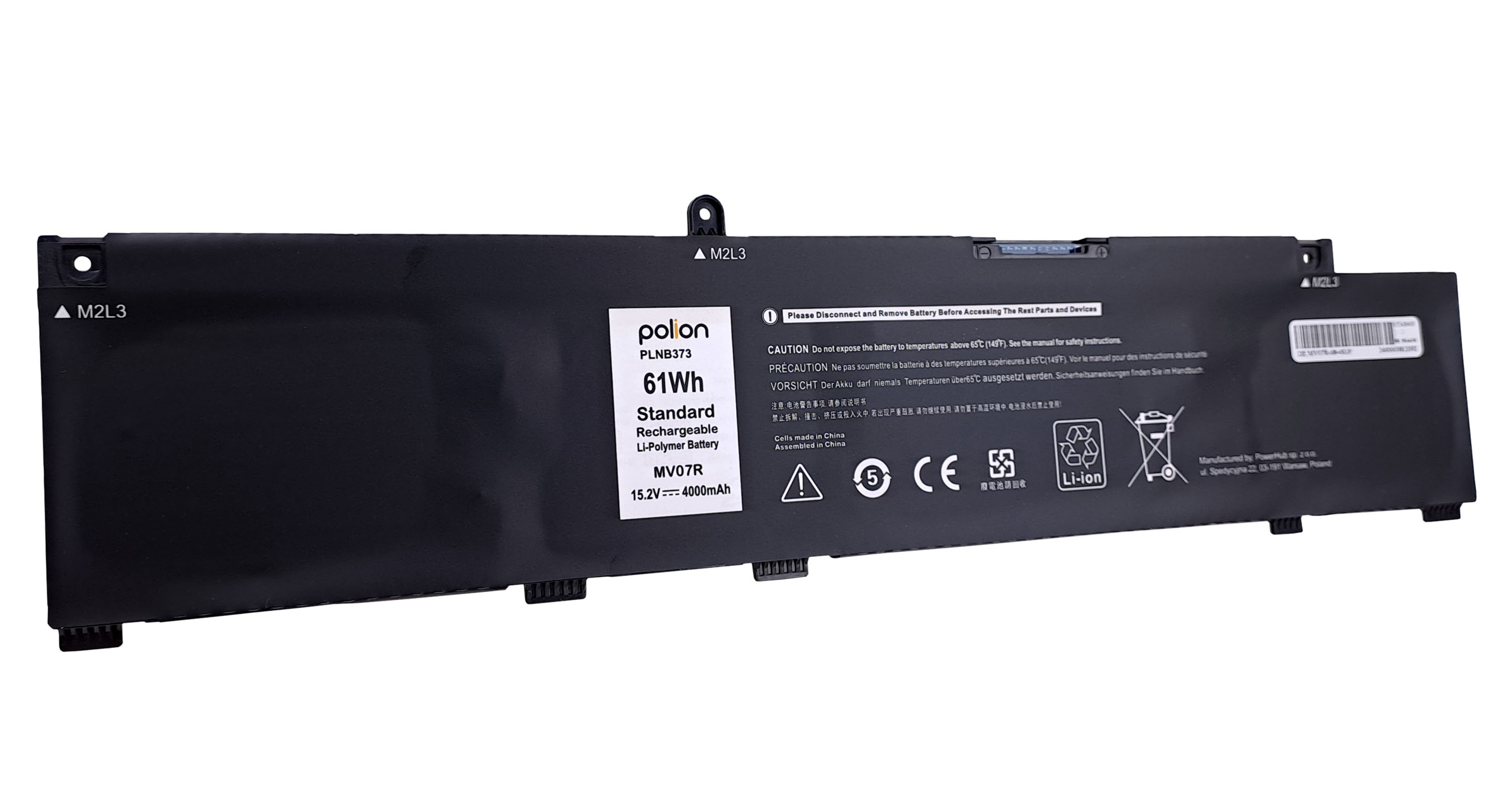 Czarna bateria do laptopa, model PLNB373, 61Wh, 15,2V, 4000mAh.