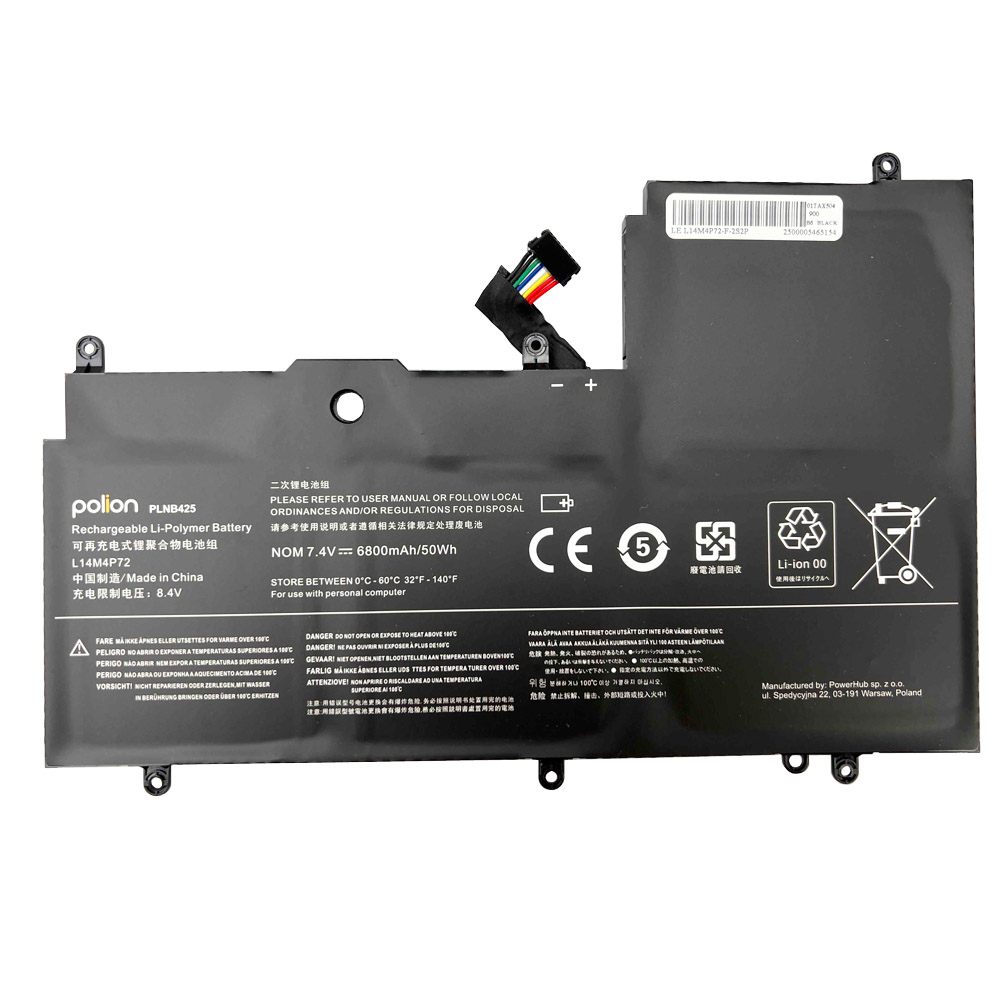 Czarny akumulator Li-Polymer z kablem i napisami, model PLNB425, 7.4V, 6800mAh.