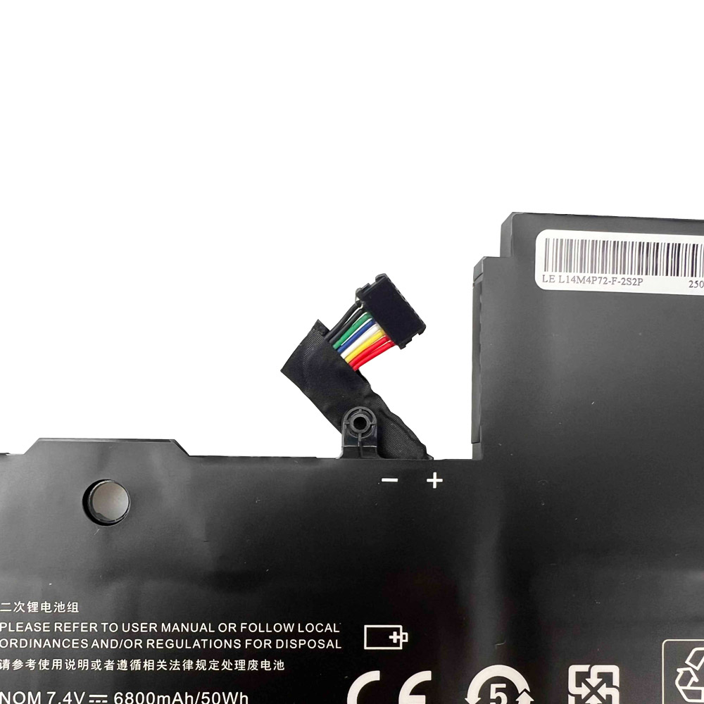 Czarny akumulator z wielokolorowym złączem kablowym i etykietami.