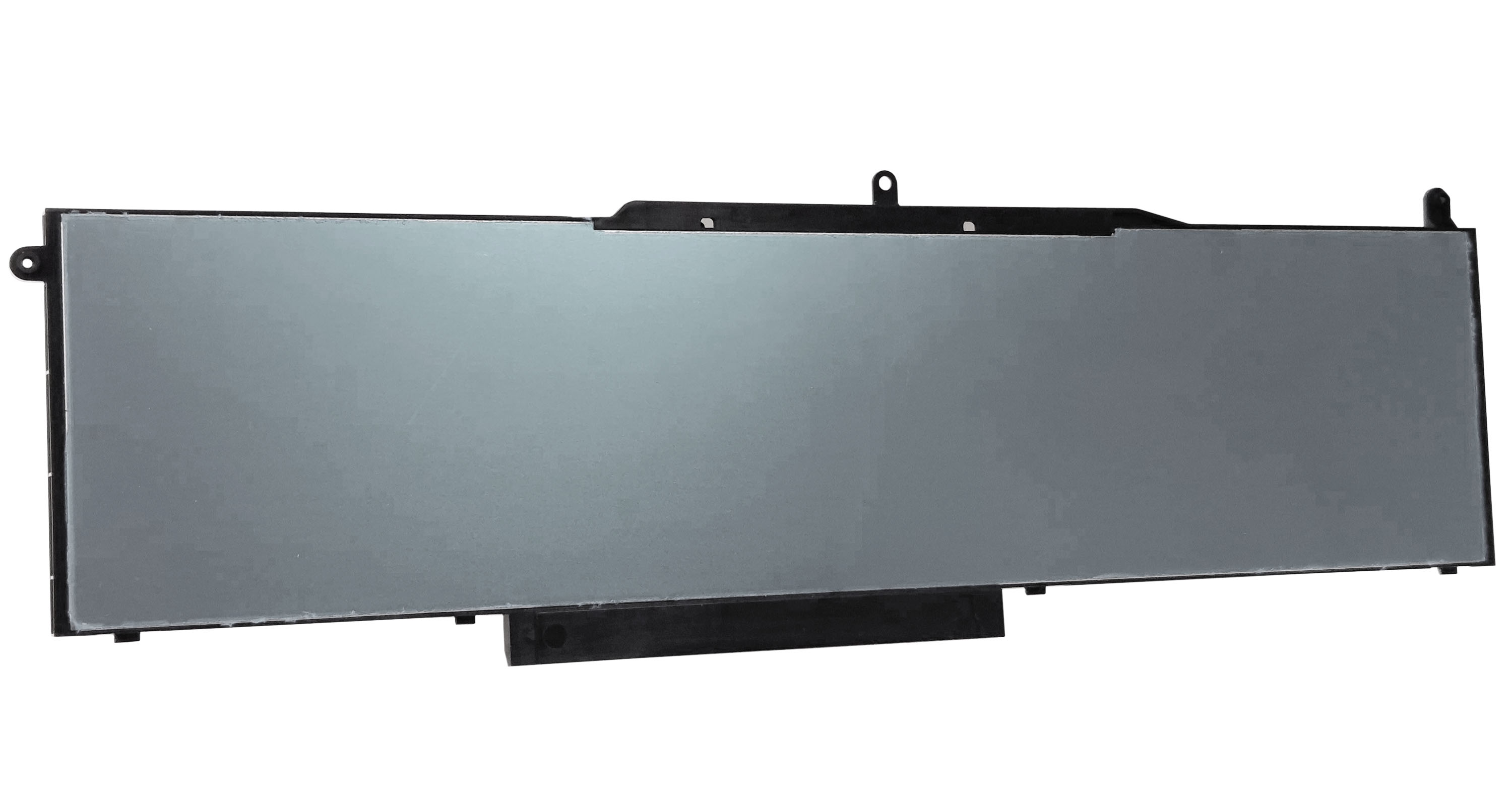 Szary ekran laptopa z czarną ramką i otworami montażowymi.