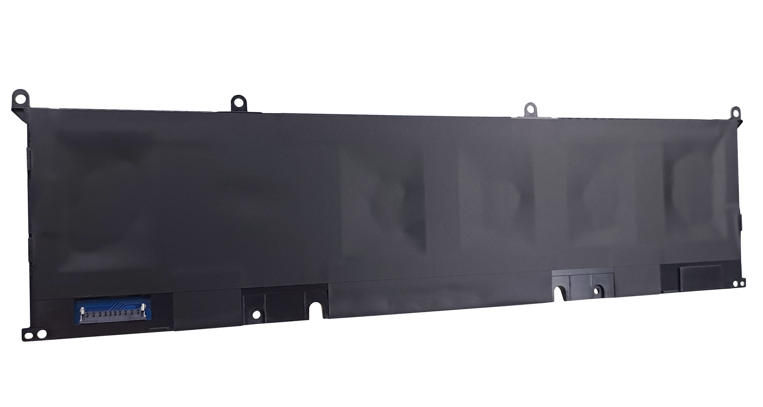 Czarna bateria do laptopa ze złączem i otworami montażowymi.