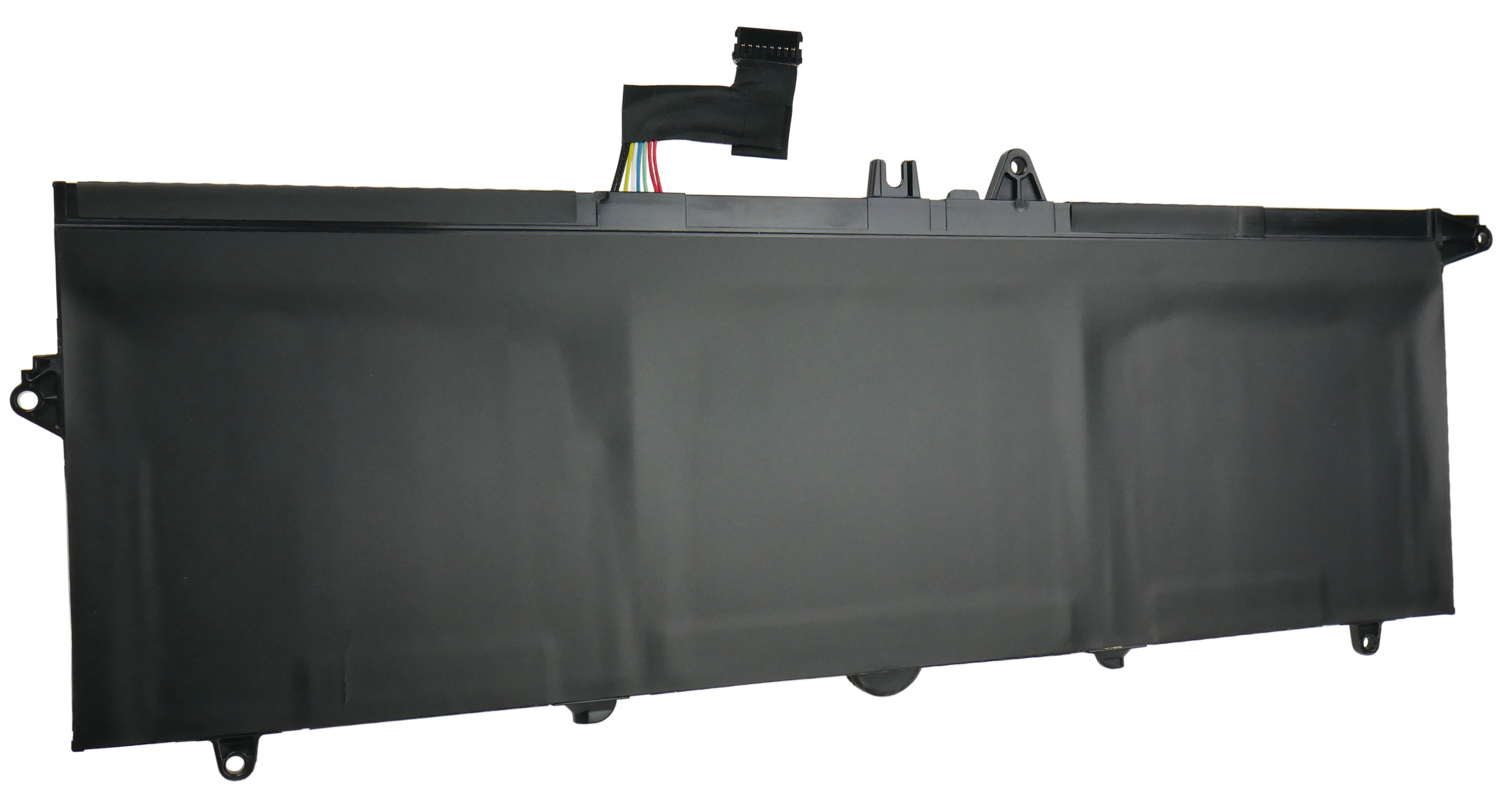 Czarna bateria do laptopa z kablami i złączem.