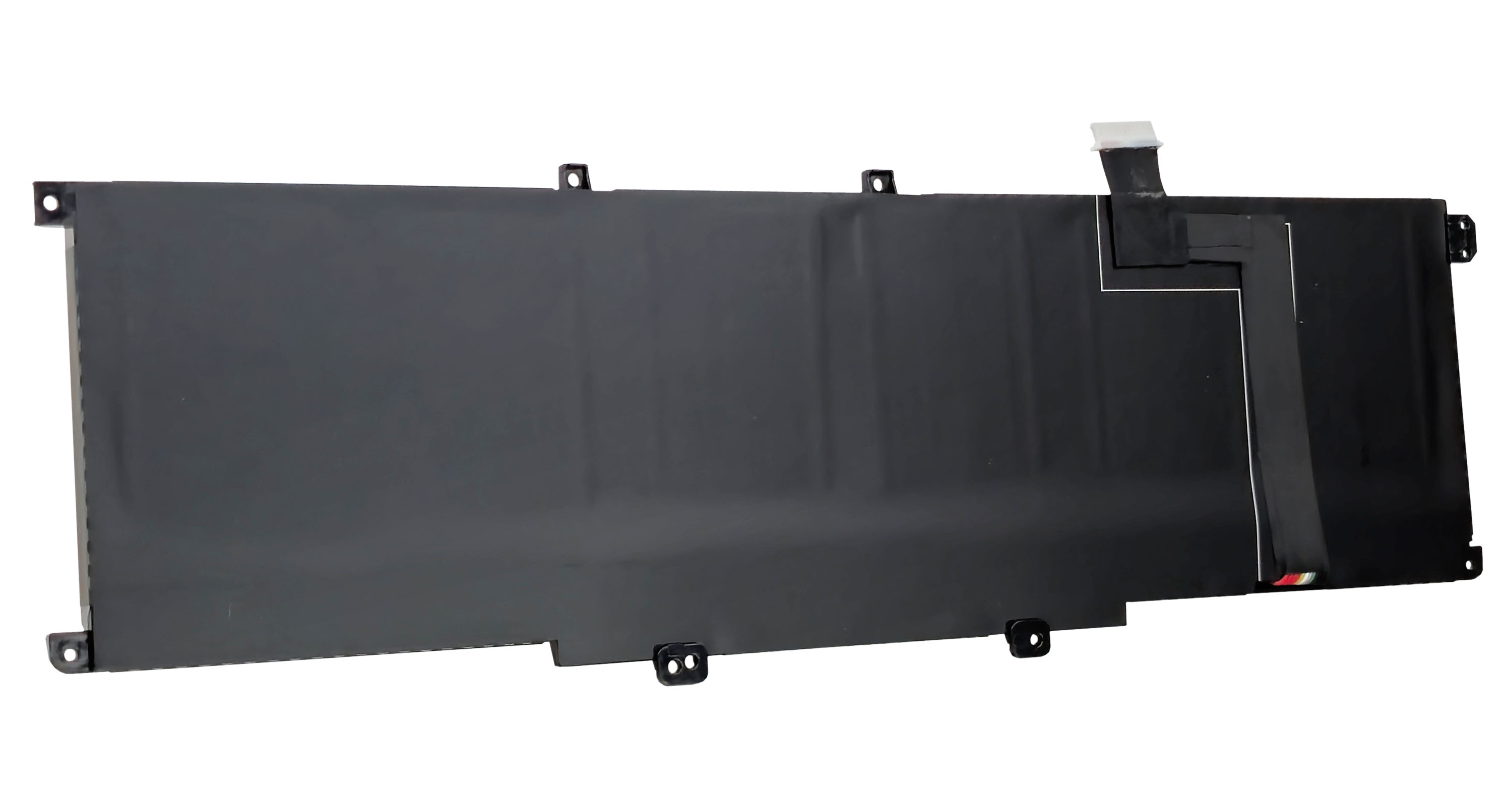 Czarna bateria do laptopa z kablami i otworami montażowymi.