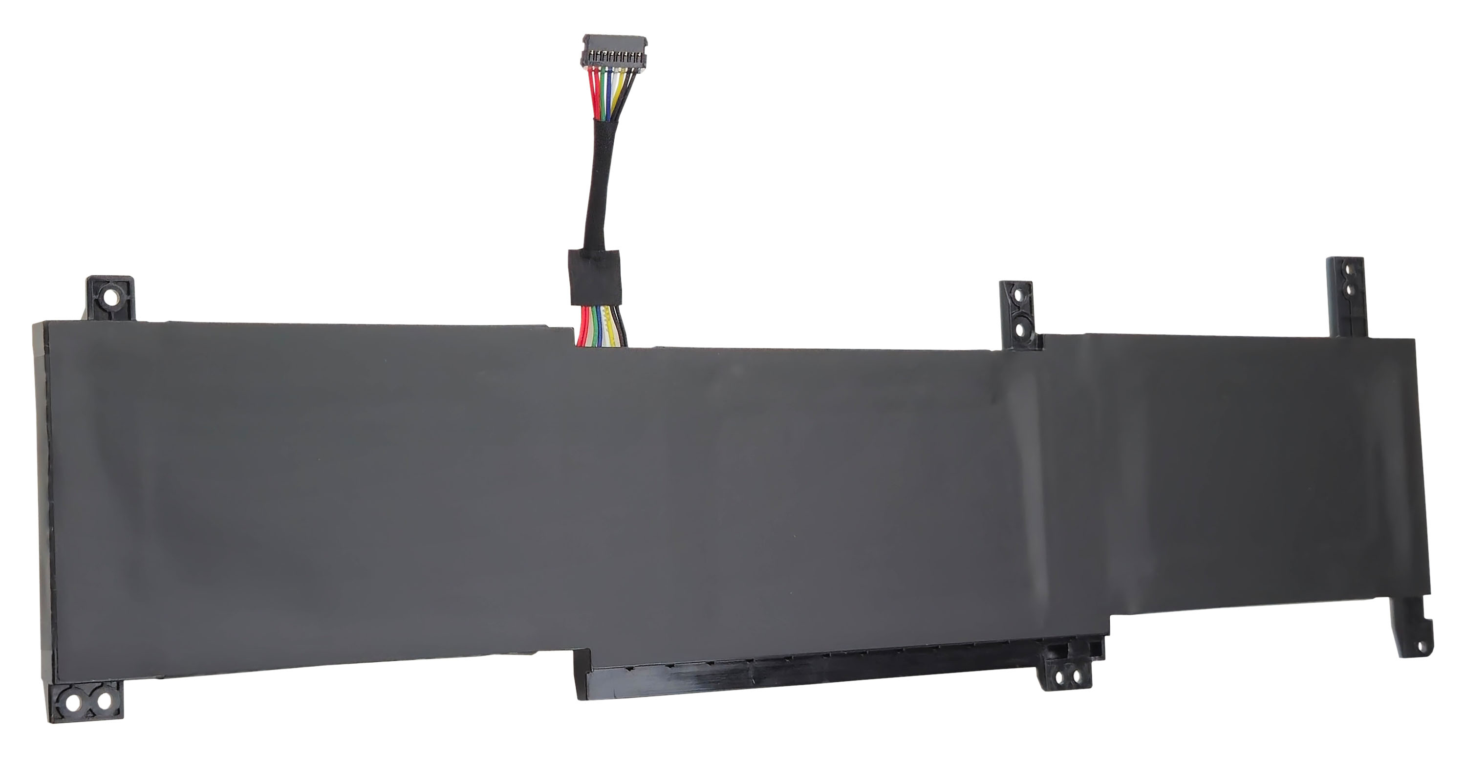 Szara bateria do laptopa z kablem i złączem.