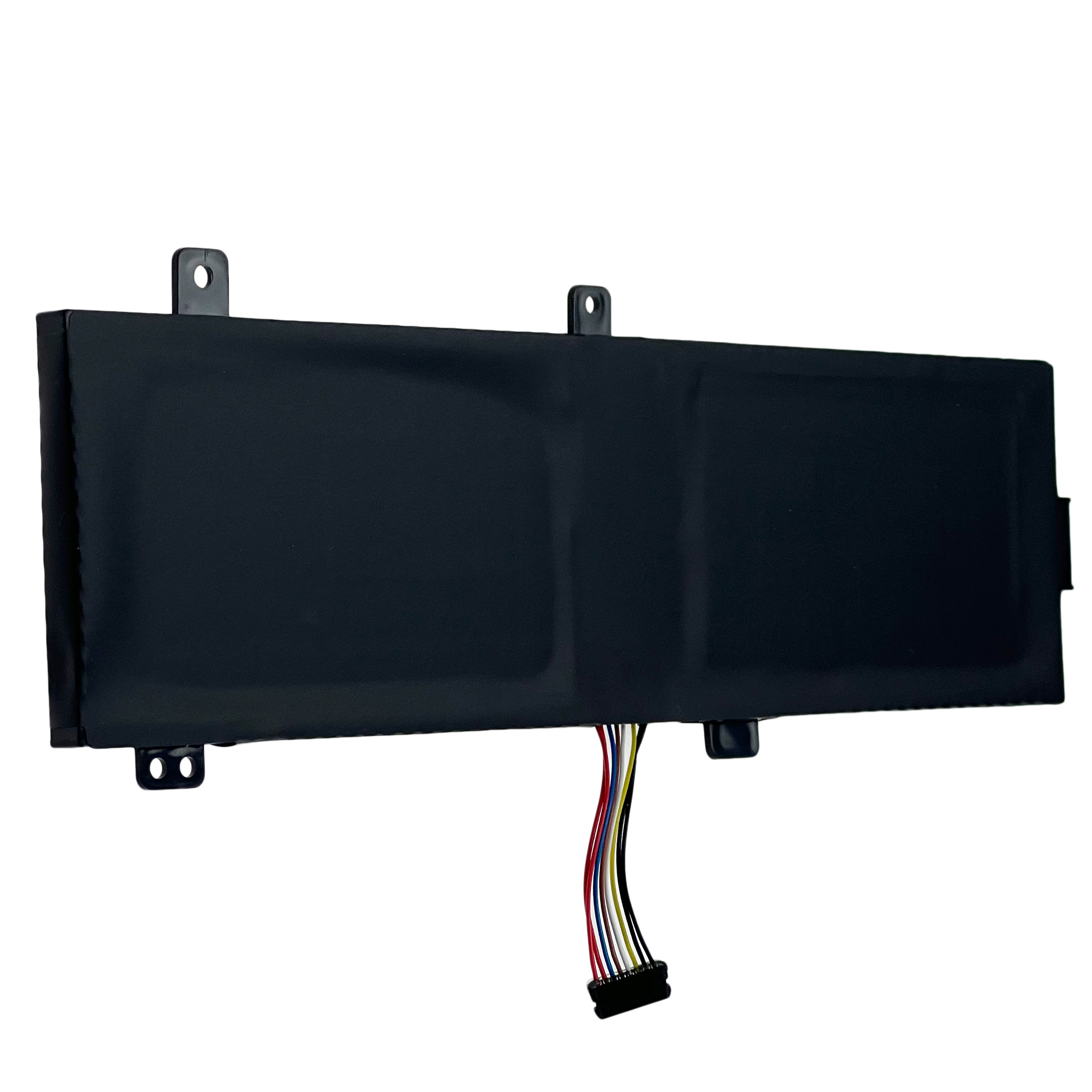 Czarna bateria z kablem połączeniowym i wieloma kolorowymi przewodami.