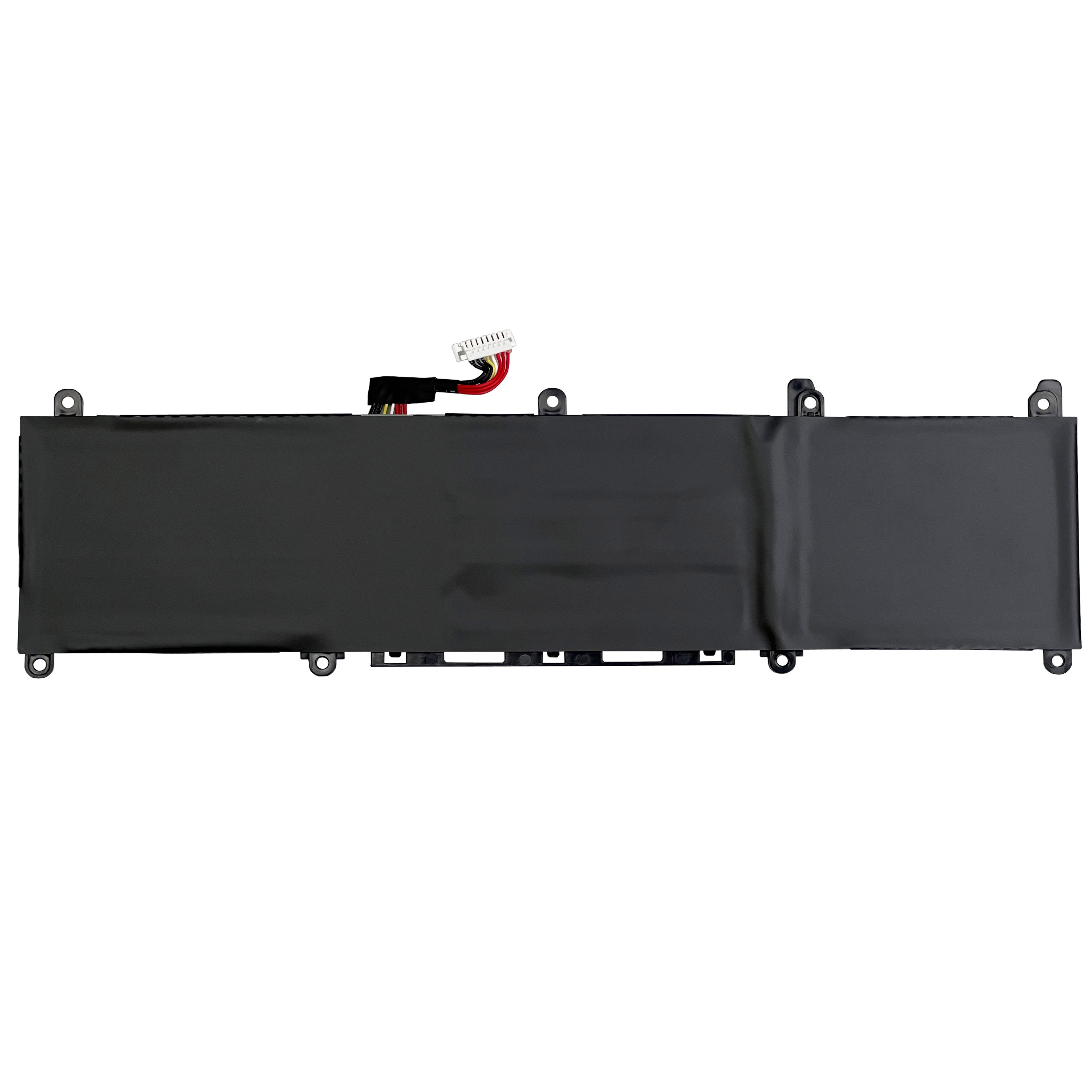 Czarna bateria do laptopa z kablami i złączami.