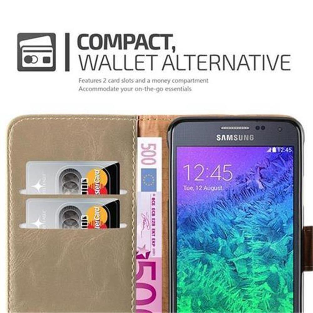 Eine Brieftasche mit 2 Kartenfächern, Bargeldfach und Samsung-Handy mit 12:45 Uhr.