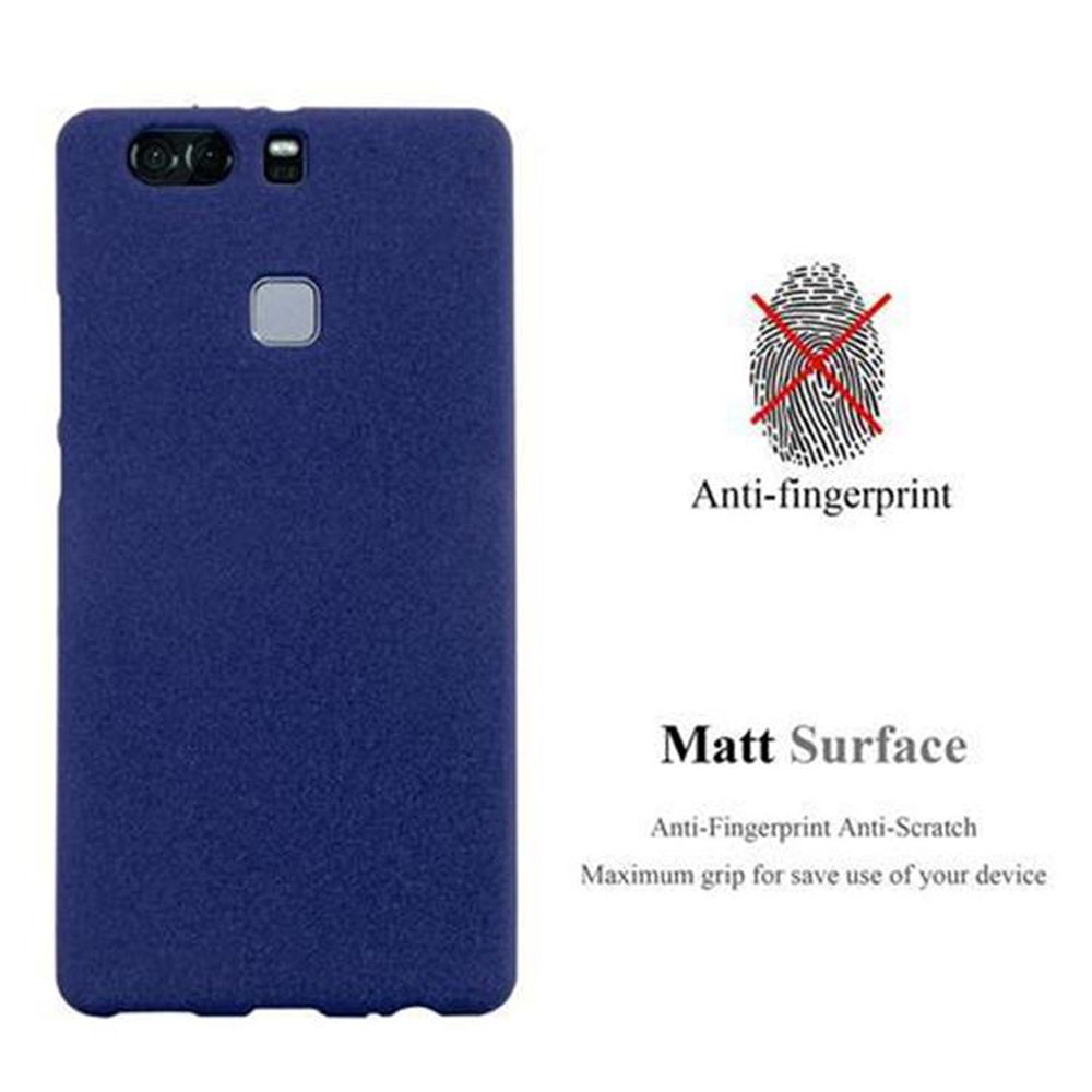 Custodia blu scuro per telefono con doppia fotocamera e sensore.