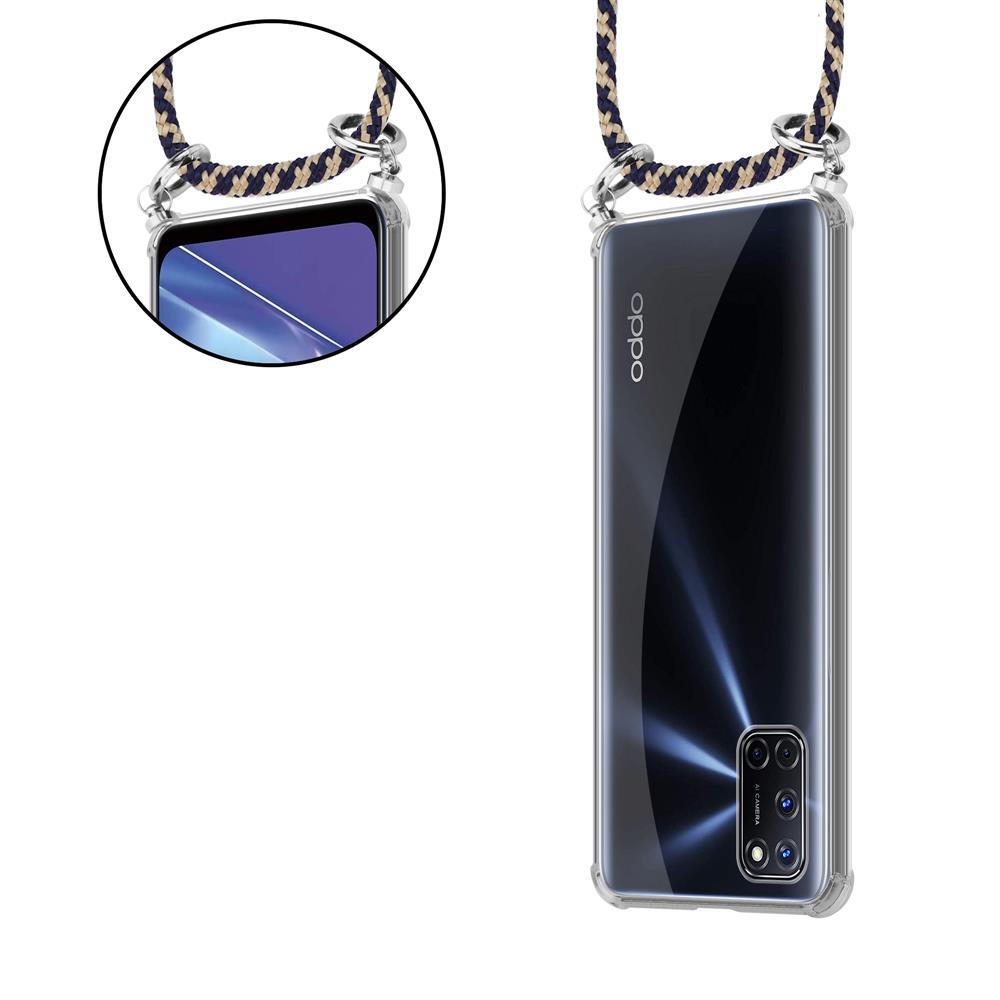 Durchsichtiges Handyhülle mit Lanyard. Das OPPO-Logo ist sichtbar.