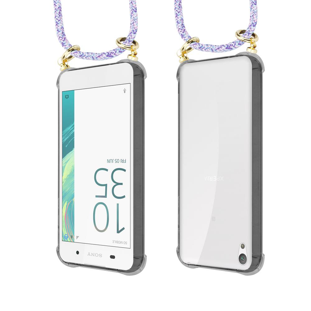 Zwei weiße Smartphones mit Lanyards, eines zeigt die Uhrzeit 10:35.