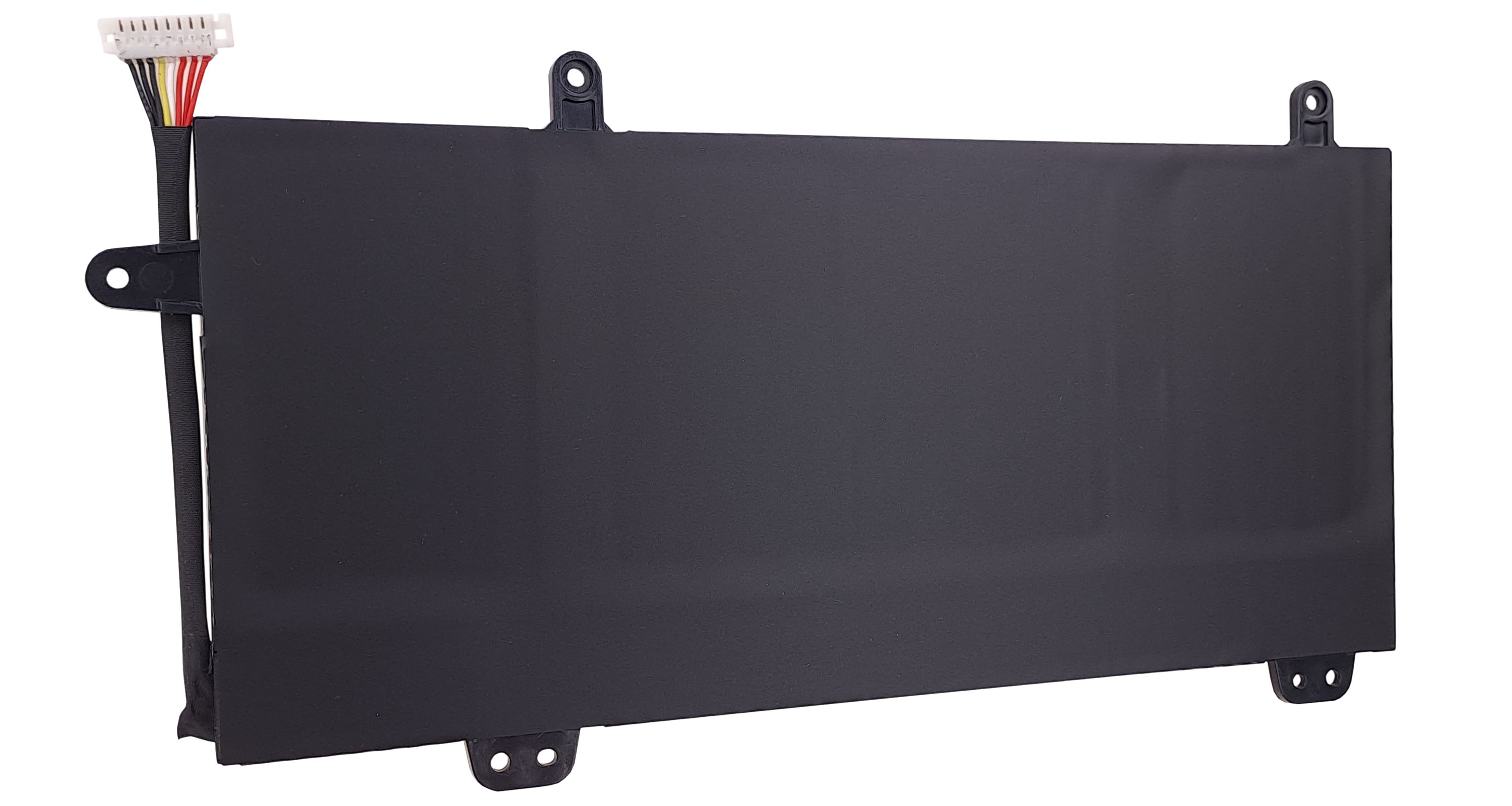 Czarna bateria do laptopa z kablem i białym złączem.