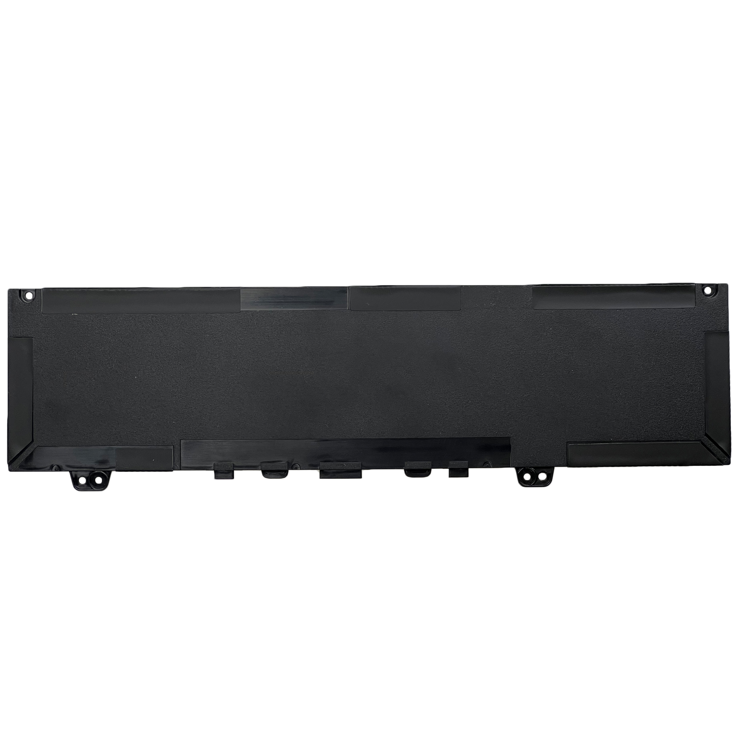 Czarna bateria do laptopa z otworami montażowymi i klipsami.