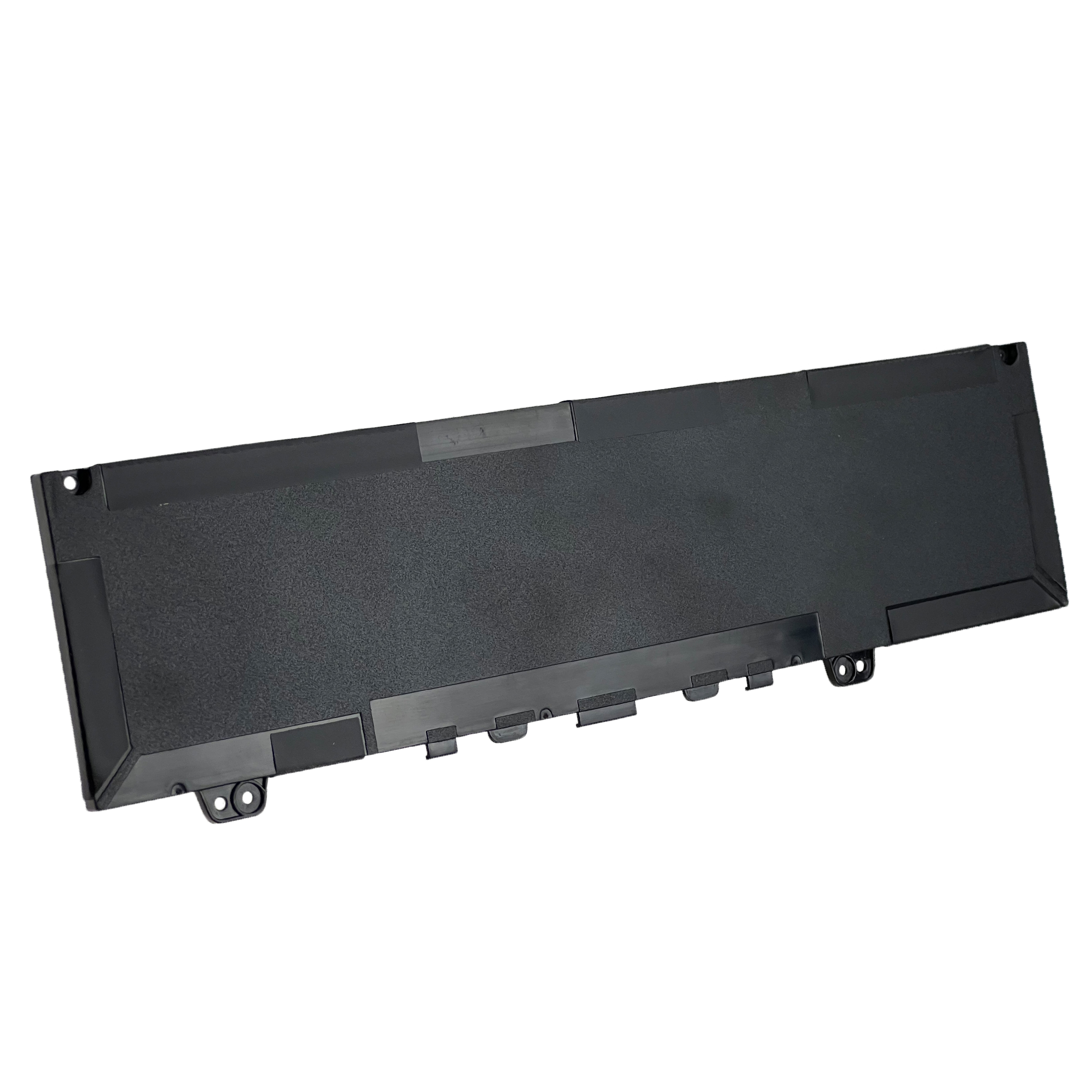Czarna bateria do laptopa z widocznymi złączami i otworami montażowymi.