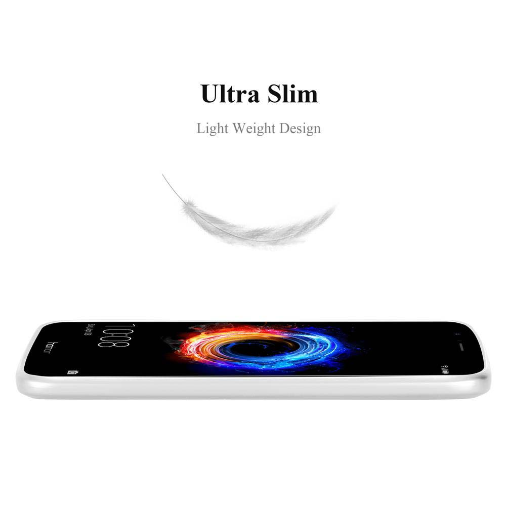 Smartphone sottile con sfondo effetto luce e icona a piuma.