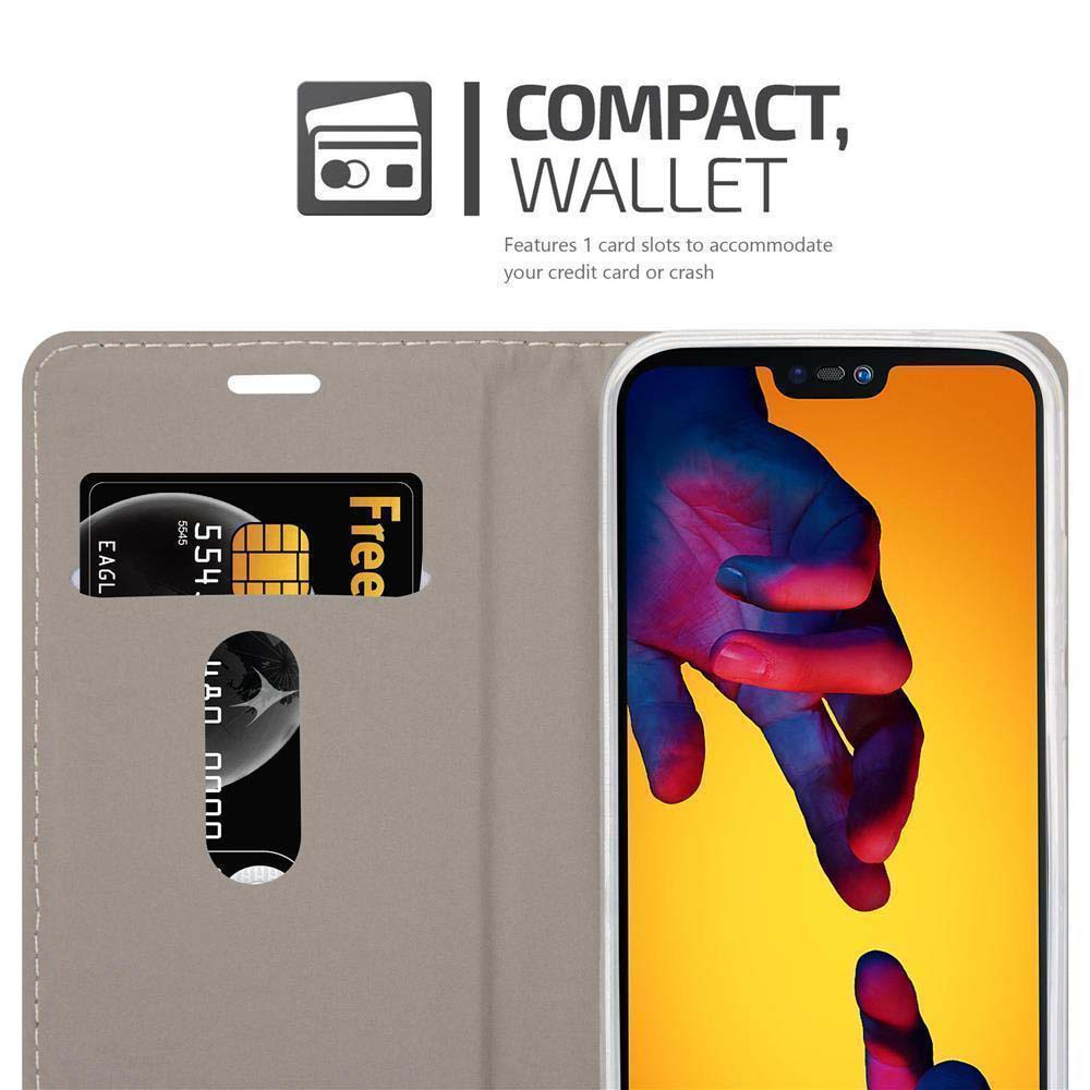 Un portafoglio con 1 slot per carte mostra una carta di credito e uno smartphone.
