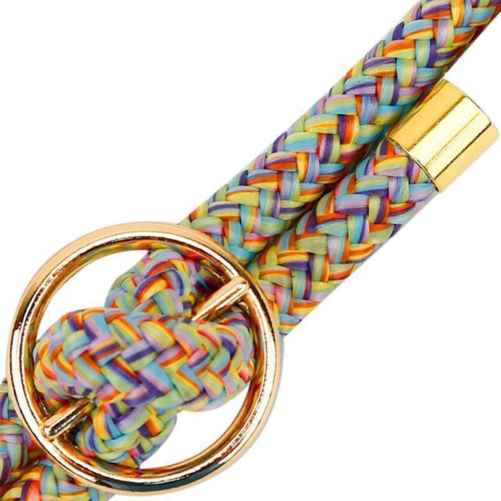 Corda intrecciata colorata con anello e chiusura dorati.