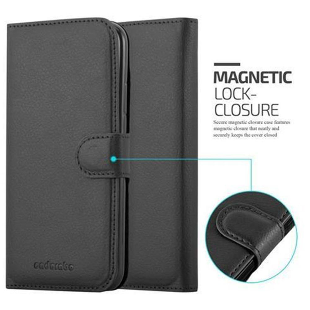 Custodia a libro in pelle nera con chiusura magnetica