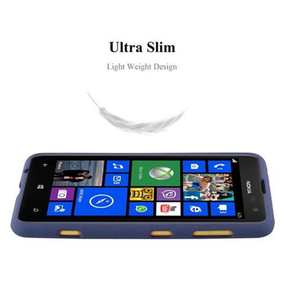 Un smartphone Nokia azul con pantalla de mosaicos interactivos y texto 'Ultra Slim'.