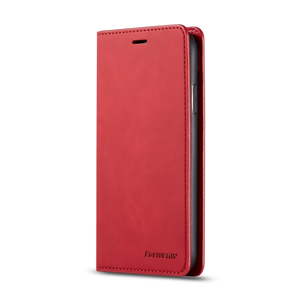 Custodia rossa per telefono flip con ritaglio per altoparlante.