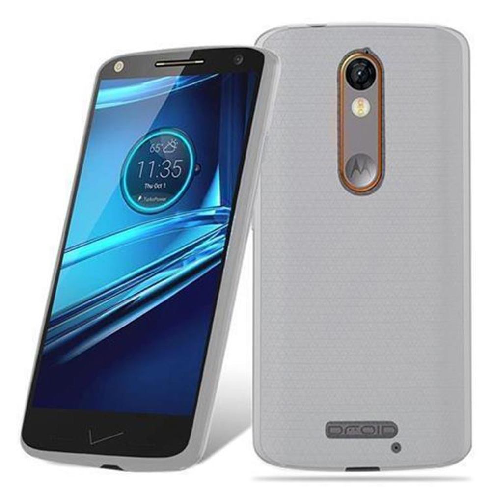 Dos teléfonos Motorola grises uno al lado del otro, uno muestra su pantalla.