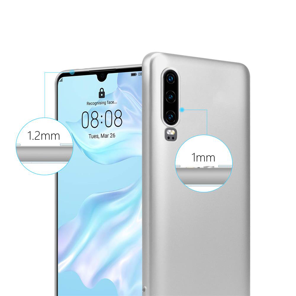 Una cover argentata è mostrata accanto allo schermo di un telefono che mostra le 08:08.