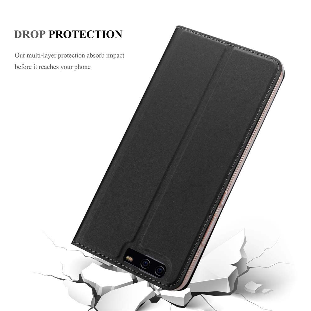 Schwarzes Handycover auf zerbrochenem Boden, zeigt Fallschutz.
