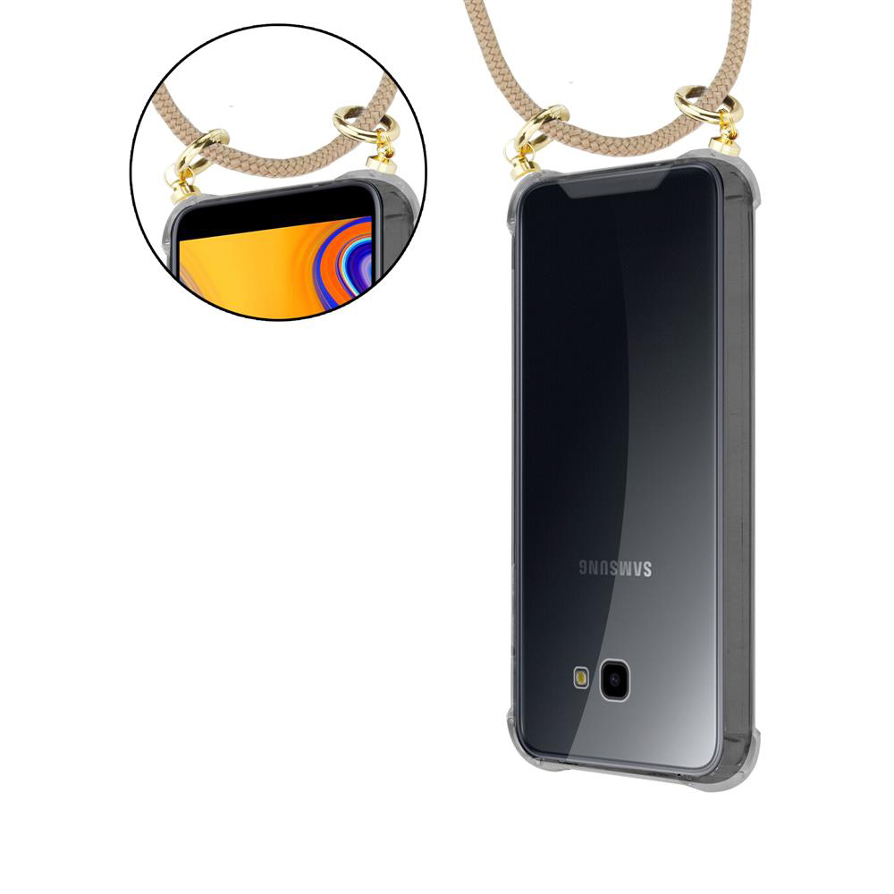 Una custodia trasparente per telefono con un cinturino attorno al telefono.