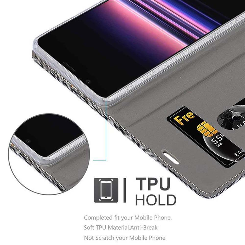 Custodia grigia per telefono con porta carte e supporto in TPU.