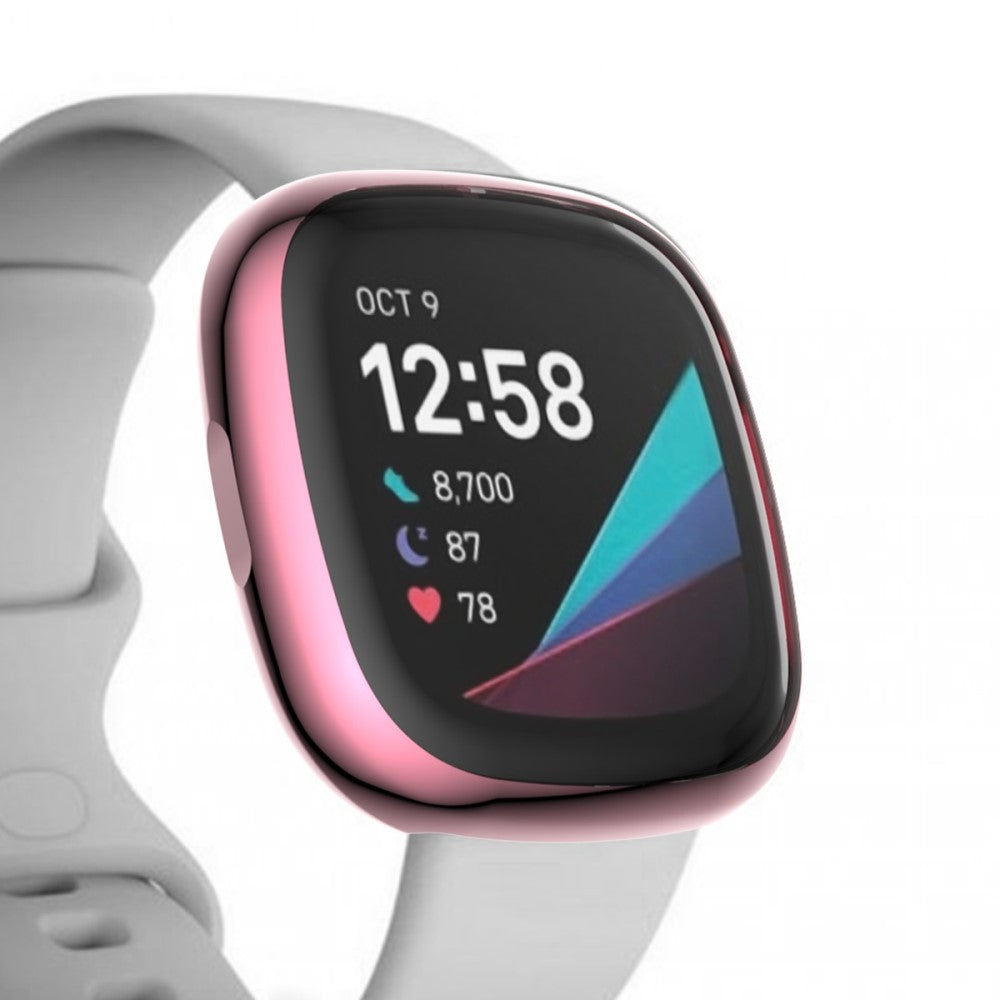 Uno smartwatch oro rosa con cinturino chiaro mostra le 12:58.