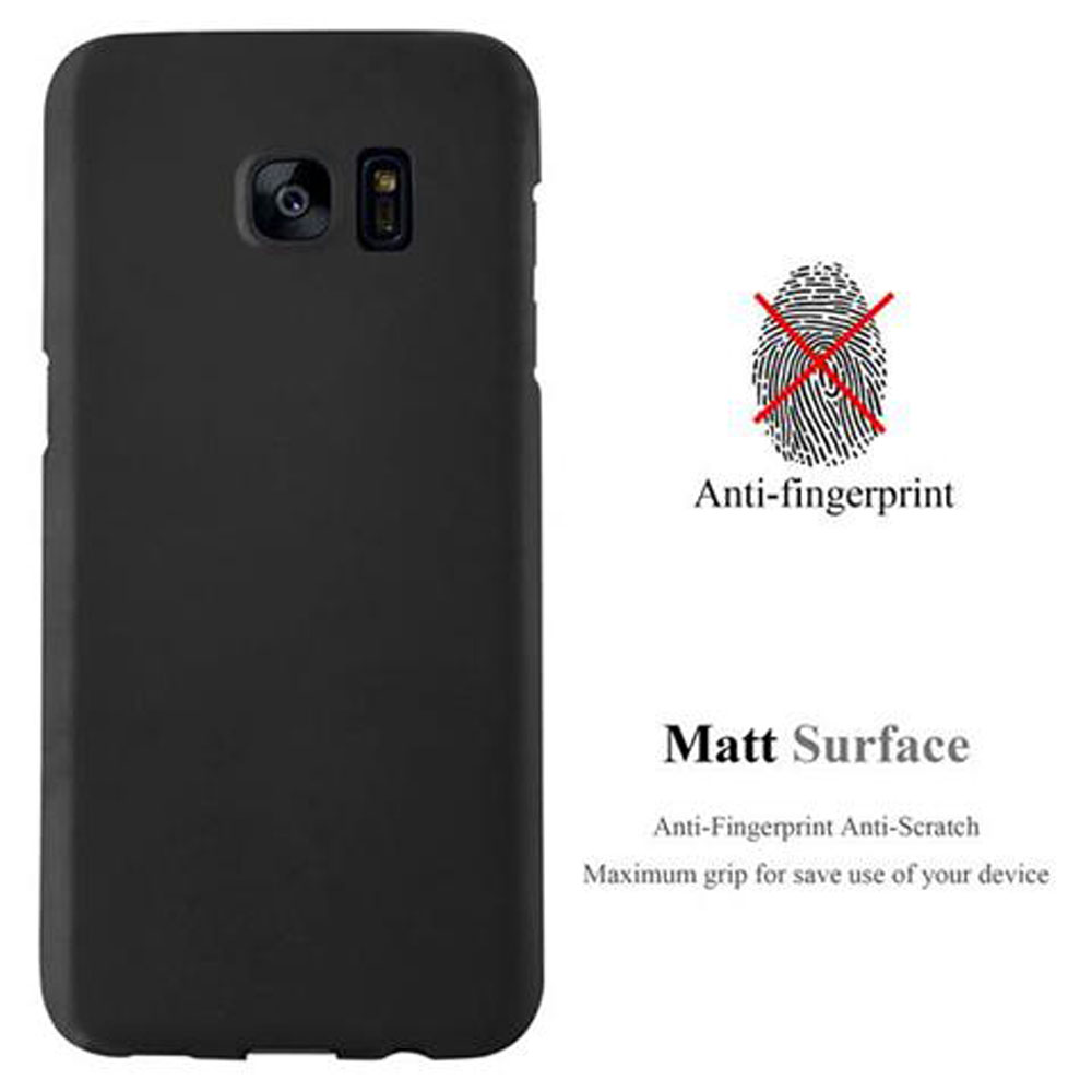 Cover nera per telefono con finitura opaca e icona anti-impronta.