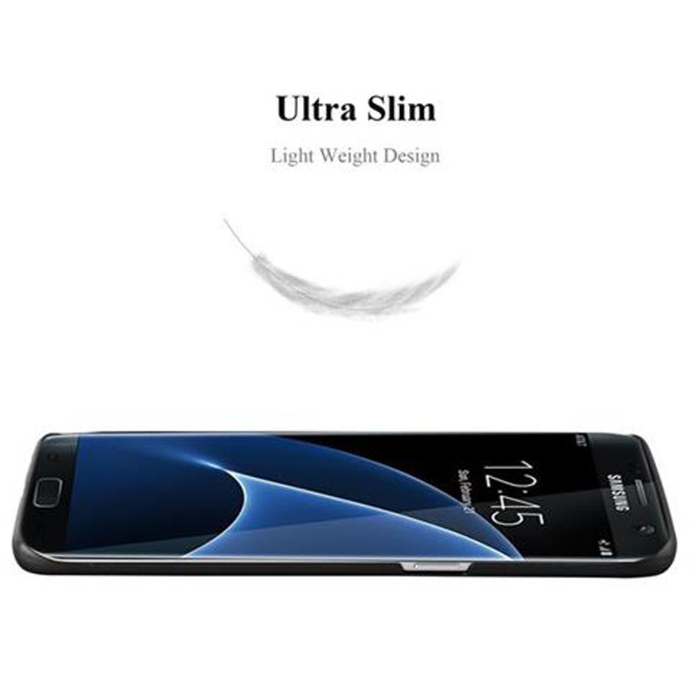 Telefono ultrasottile con icona di piuma e testo.