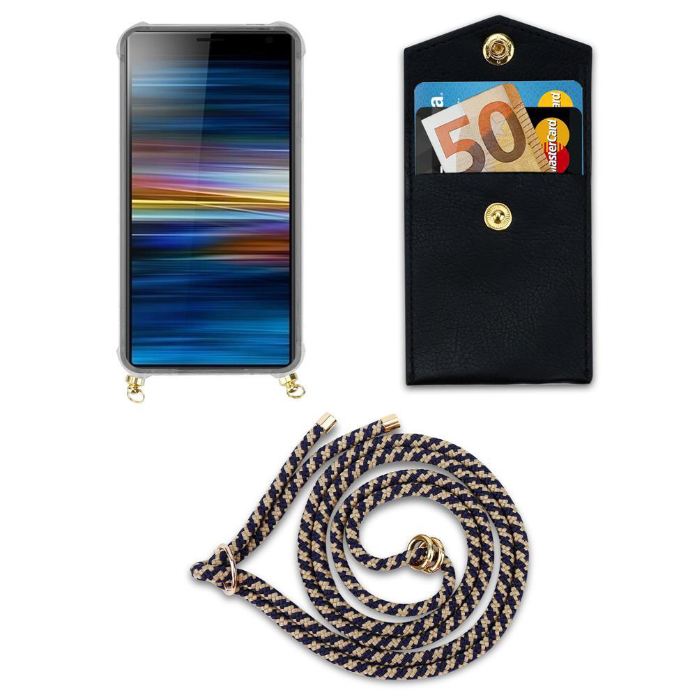 Smartphone-Hülle mit Kartenfach, 50-Euro-Schein, Kreditkarte und Lanyard.