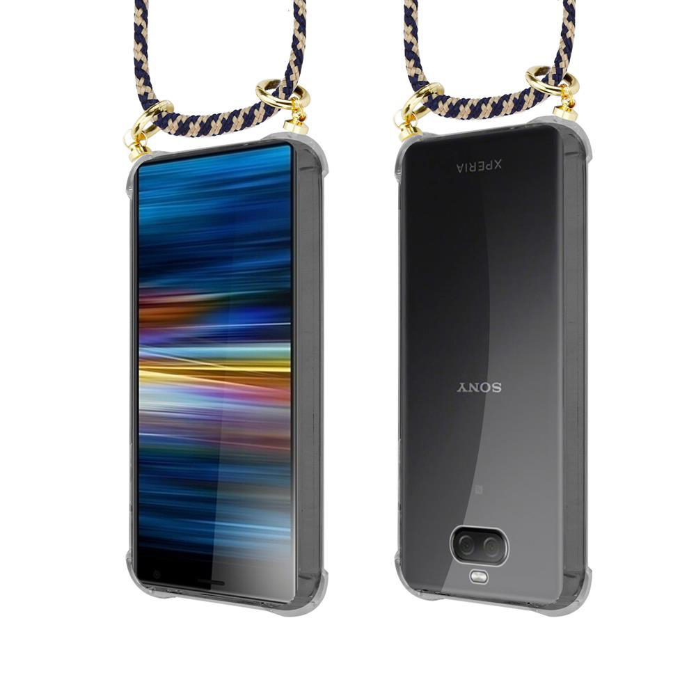 Zwei Smartphones in transparenten Hüllen mit Tragebändern. Links das Display, rechts die Rückseite.