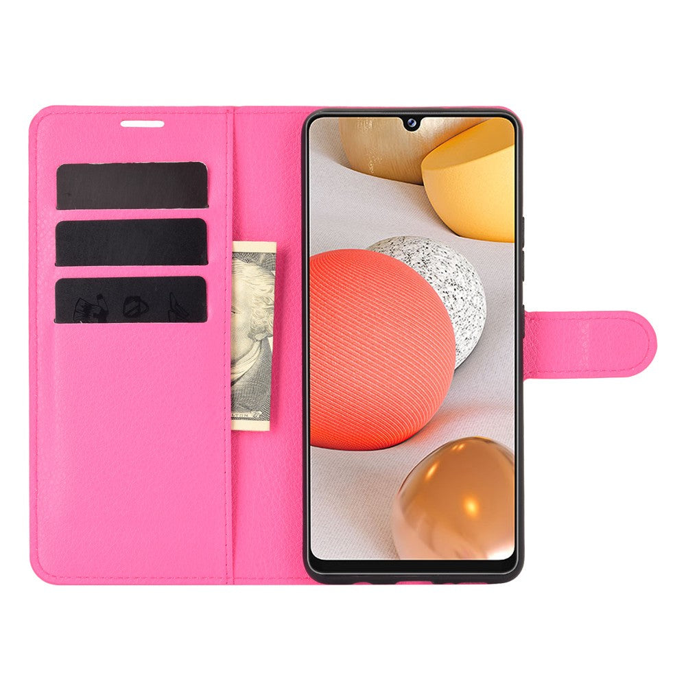 Una custodia a libro rosa per telefono con slot per carte.
