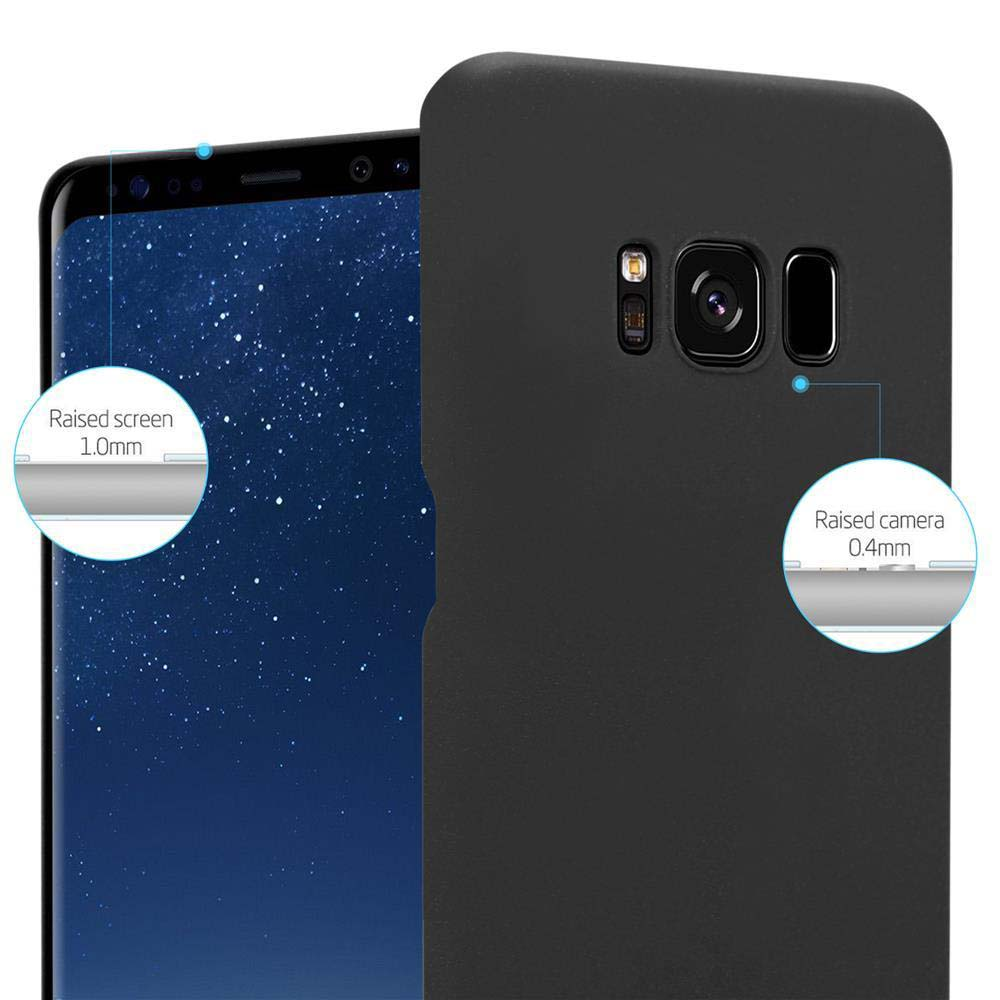 Cover nera per telefono protegge il dispositivo. Bordi rialzati per schermo e fotocamera.