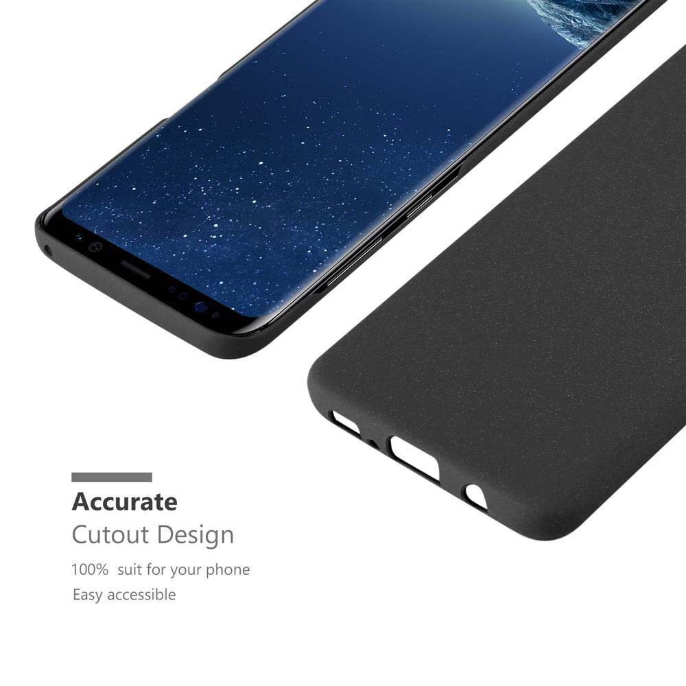 Uno smartphone nero con custodia giace su uno sfondo bianco.