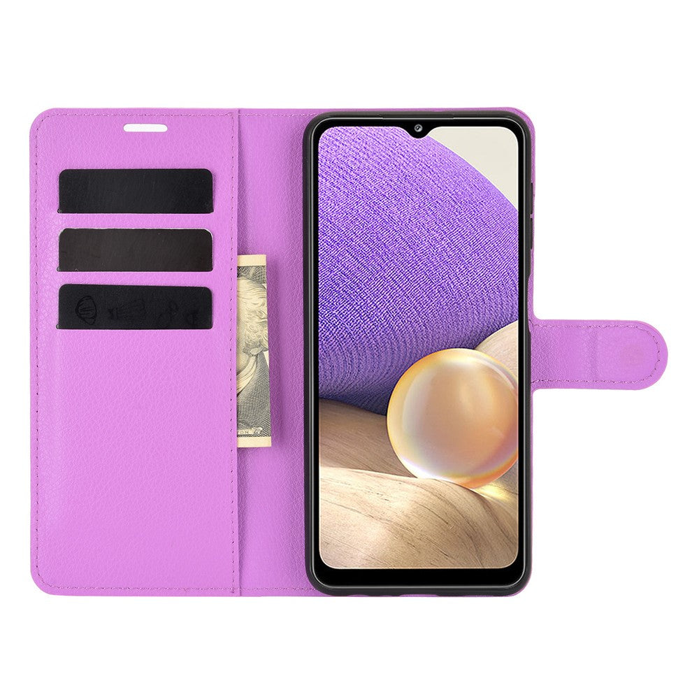 Custodia viola lavanda con slot per carte, mostra uno smartphone con schermo viola.