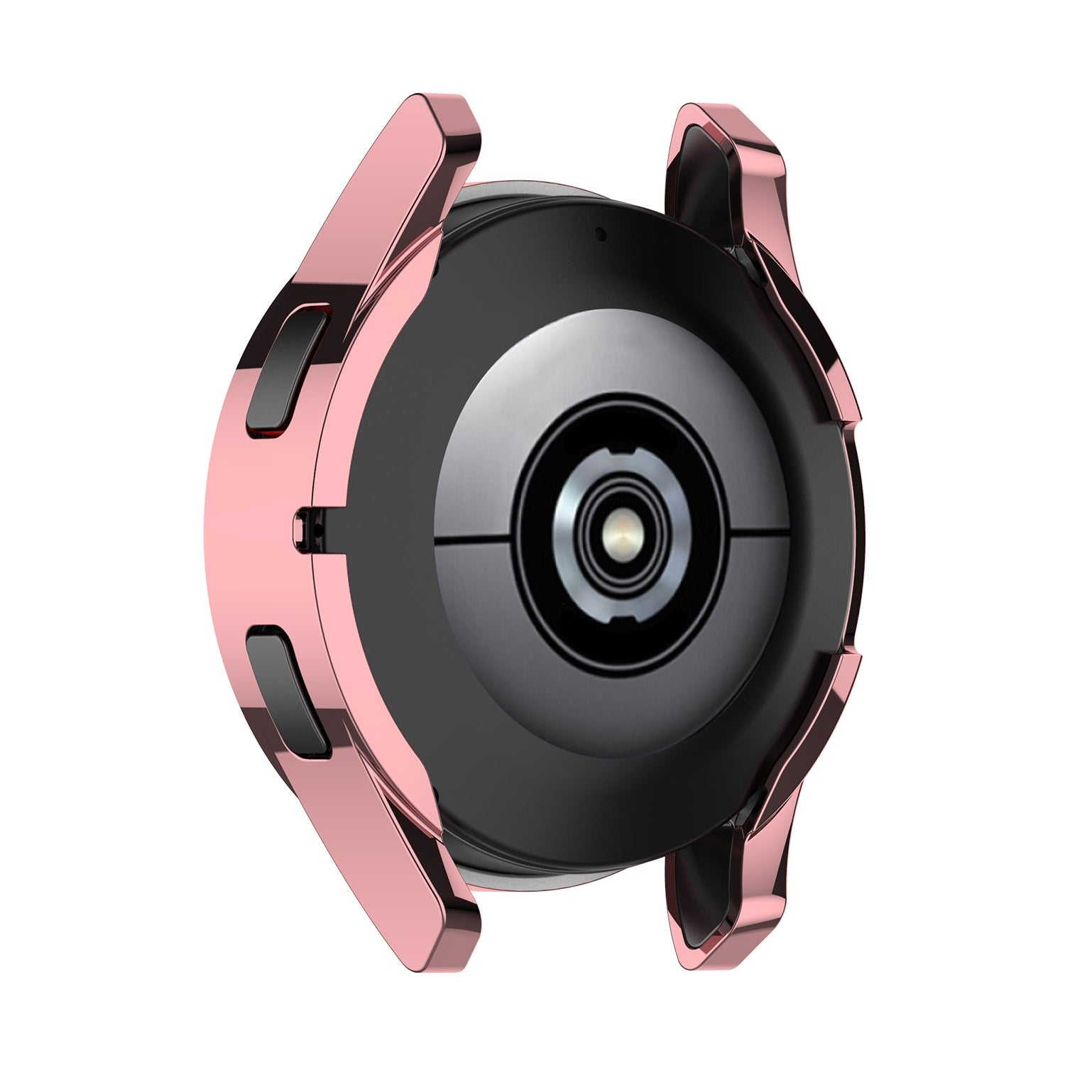 Un boîtier de protection or rose pour le dos d'une montre connectée avec capteurs.