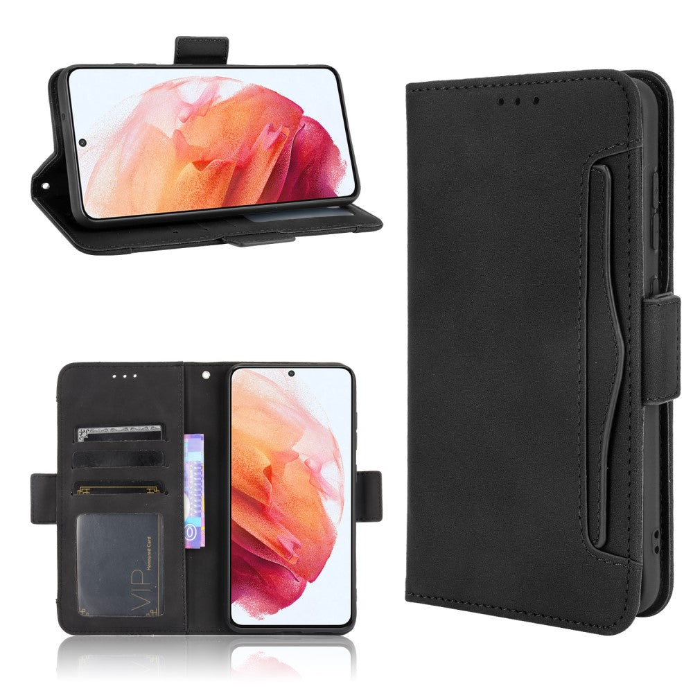 Custodia a portafoglio nera per telefono con slot aperti per smartphone.
