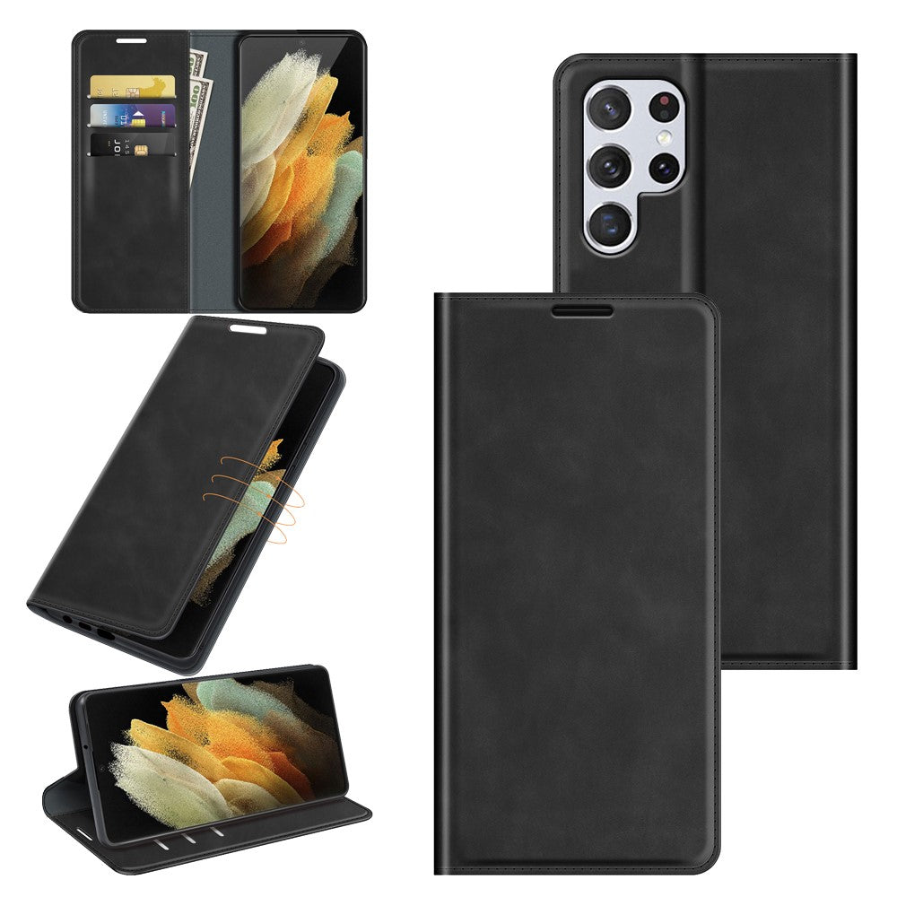 Custodia nera per telefono con slot per carte e funzione stand.
