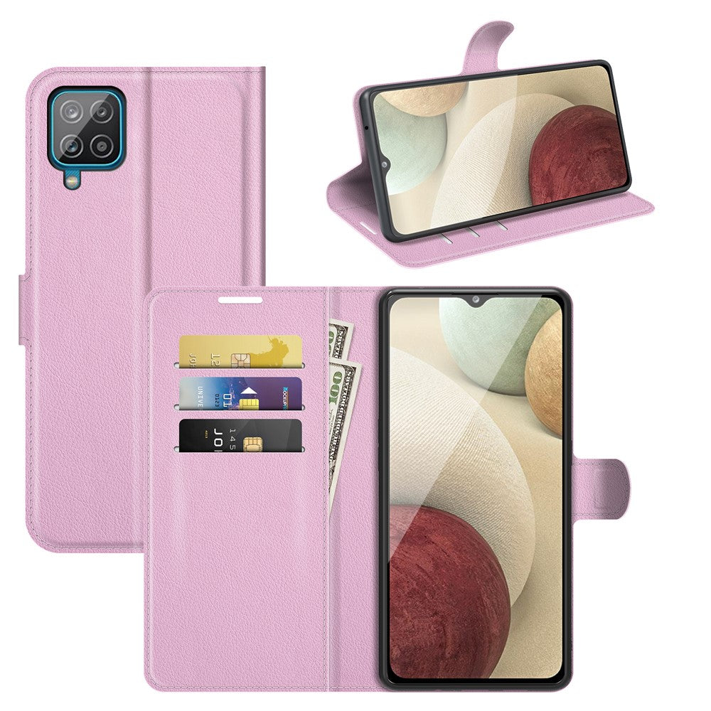 Una custodia per telefono rosa con slot per carte e banconote. Un telefono è inserito.