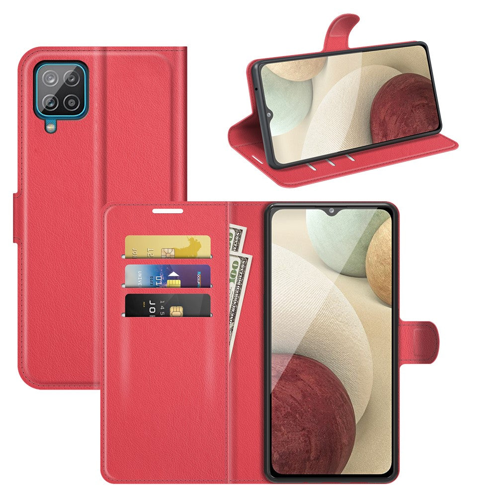 Custodia rossa per telefono con slot per carte e tasca porta soldi.