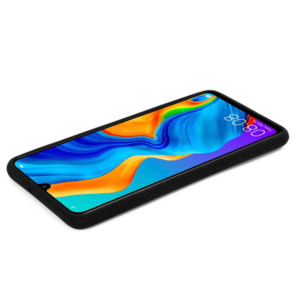 Ein schwarzes Smartphone mit einem bunten Hintergrundbild und 08:08 Uhr.