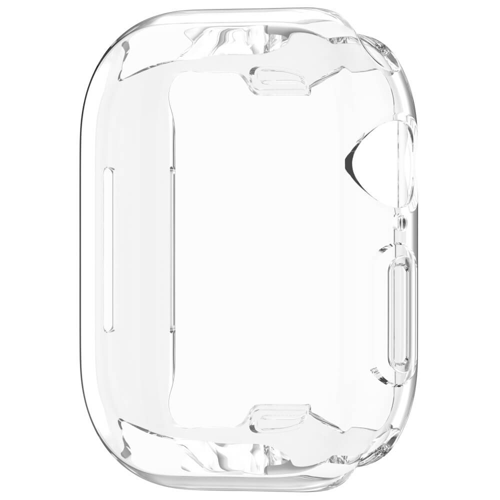 Une coque de protection transparente pour un appareil rectangulaire.