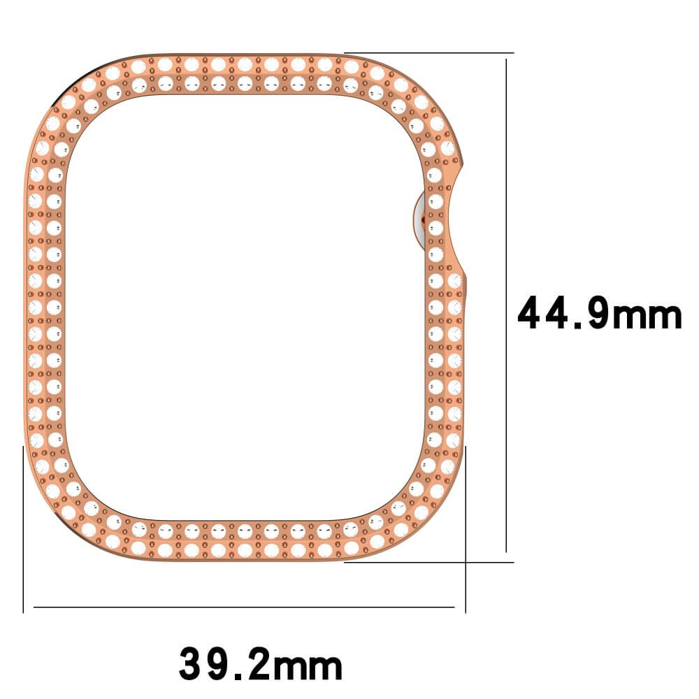 Un cadre rectangulaire aux coins arrondis, orné de petits cercles. Dimensions : 39,2 mm x 44,9 mm.