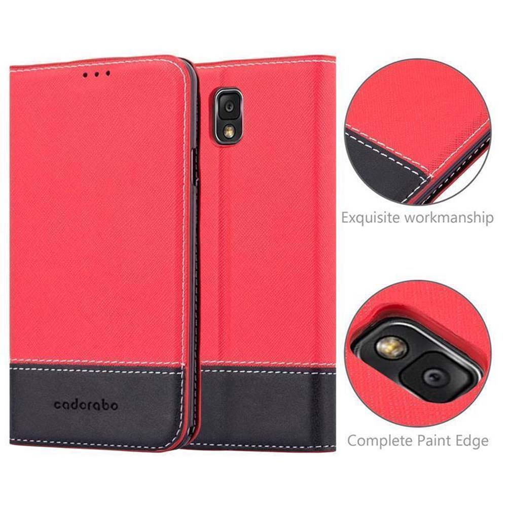 Custodia rossa per telefono con bordo nero e apertura fotocamera.
